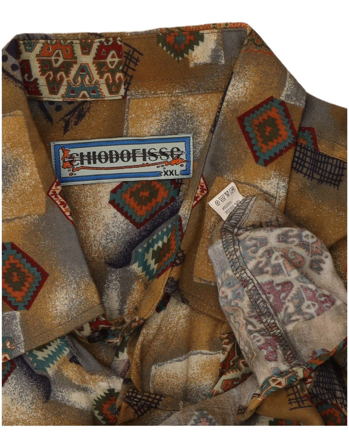 Chemise Vintage à manches courtes pour hommes, 2XL, kaki, Patchwork, Viscose