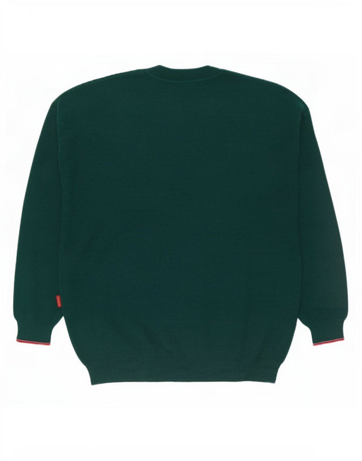 Il Granchio Pull à col rond pour homme en laine à rayures vertes