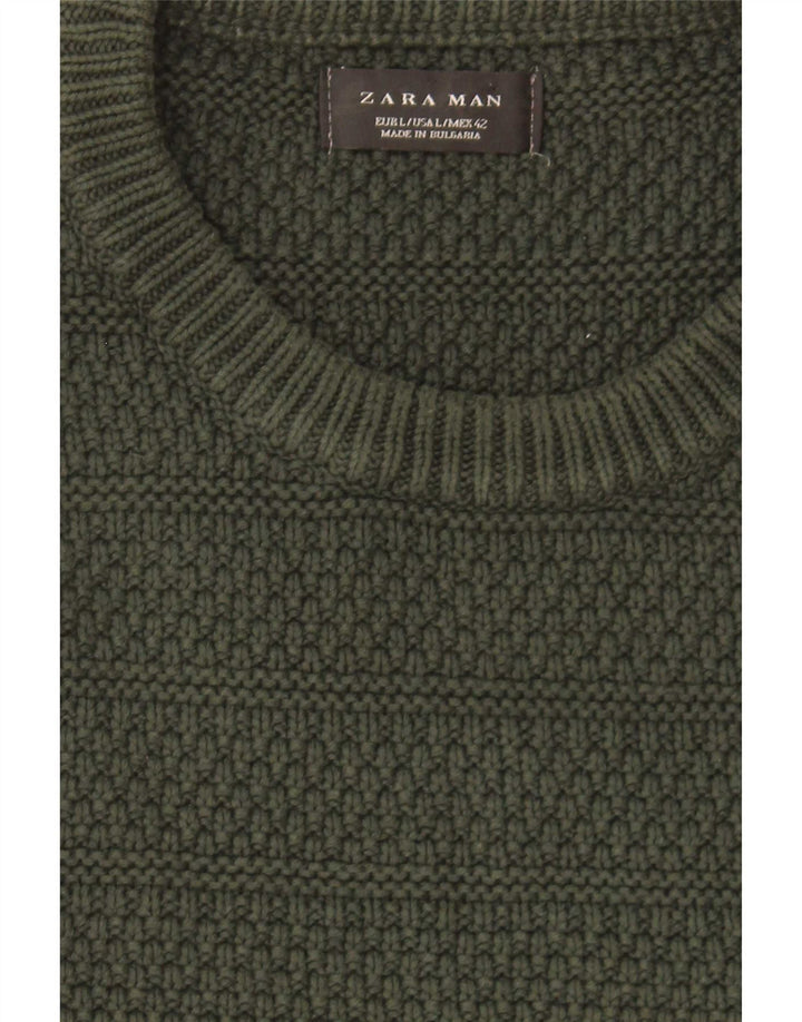 Zara Pull ras du cou pour homme, grand, vert