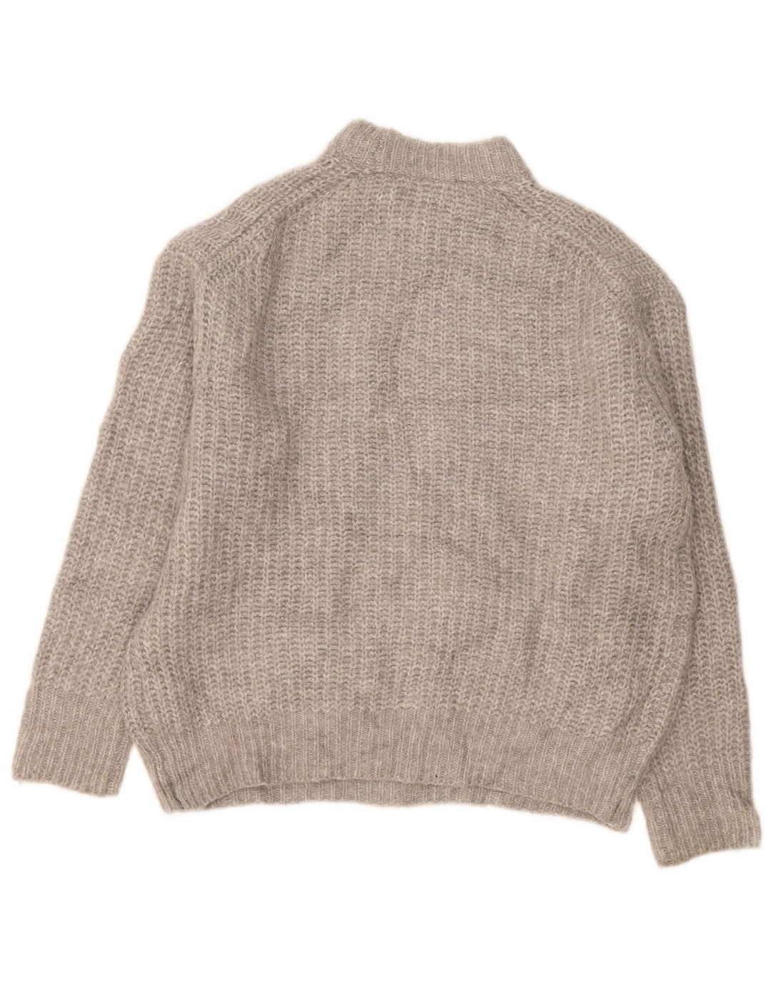 Zara Pull surdimensionné à col roulé pour femme UK 10 Petit Gris Polyester