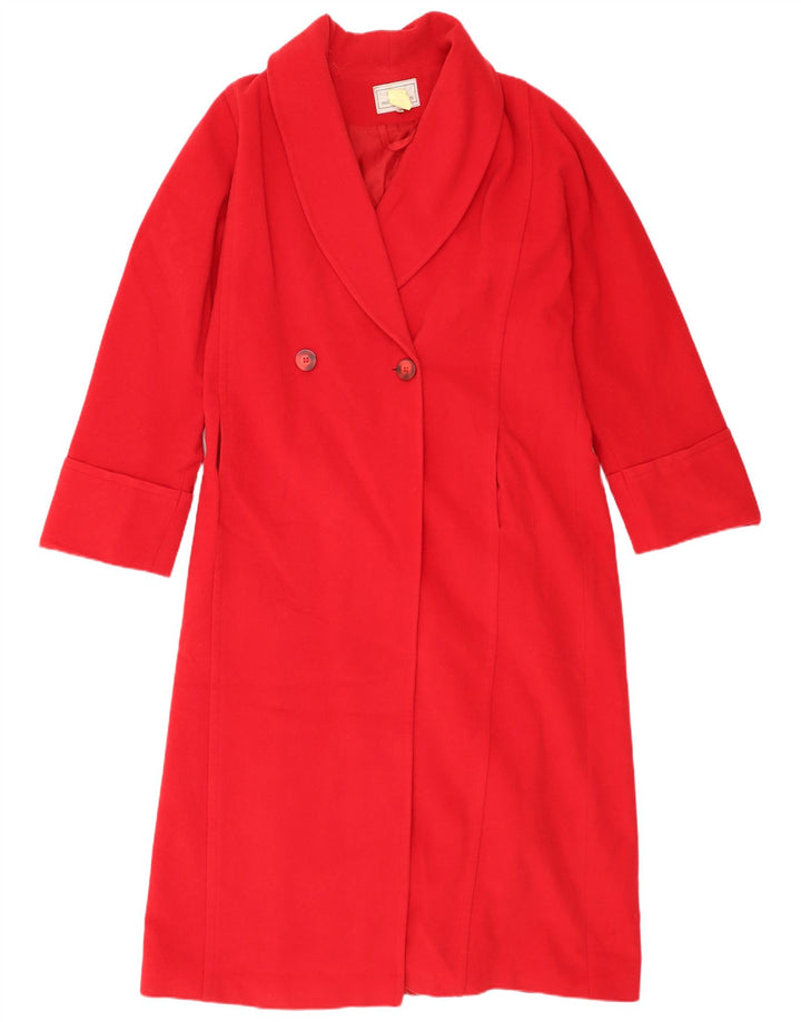 Michel Ambers Manteau double boutonnage surdimensionné pour femme UK 16 Grande laine rouge