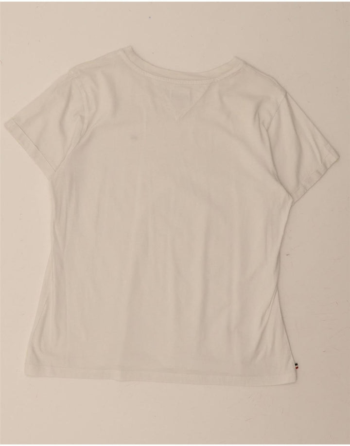 TOMMY HILFIGER Womens T-Shirt Top UK 14 Large White Vintage Tommy Hilfiger and Second-Hand Tommy Hilfiger from Messina Hembry 