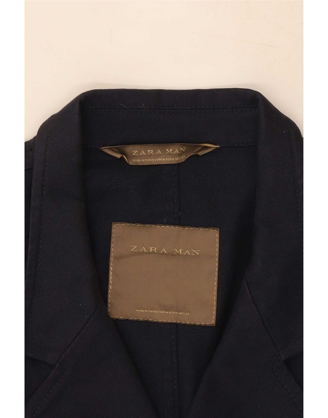 Zara Veste Blazer Double Boutonnage Homme UK 38 Bleu Marine Moyen Coton