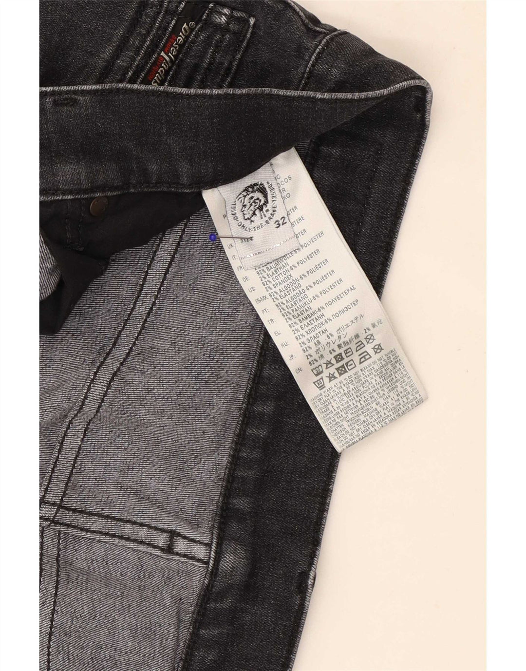Diesel Jean Slim W32 L30 Homme Gris Coton