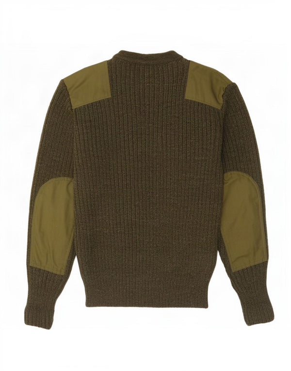 vintage Mens Military Crew Neck Jumper Pull UK 40 Kaki Moyen