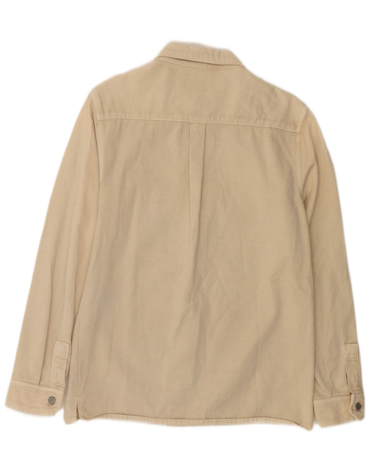 ZARA Chemise en jean coupe décontractée en coton beige moyen