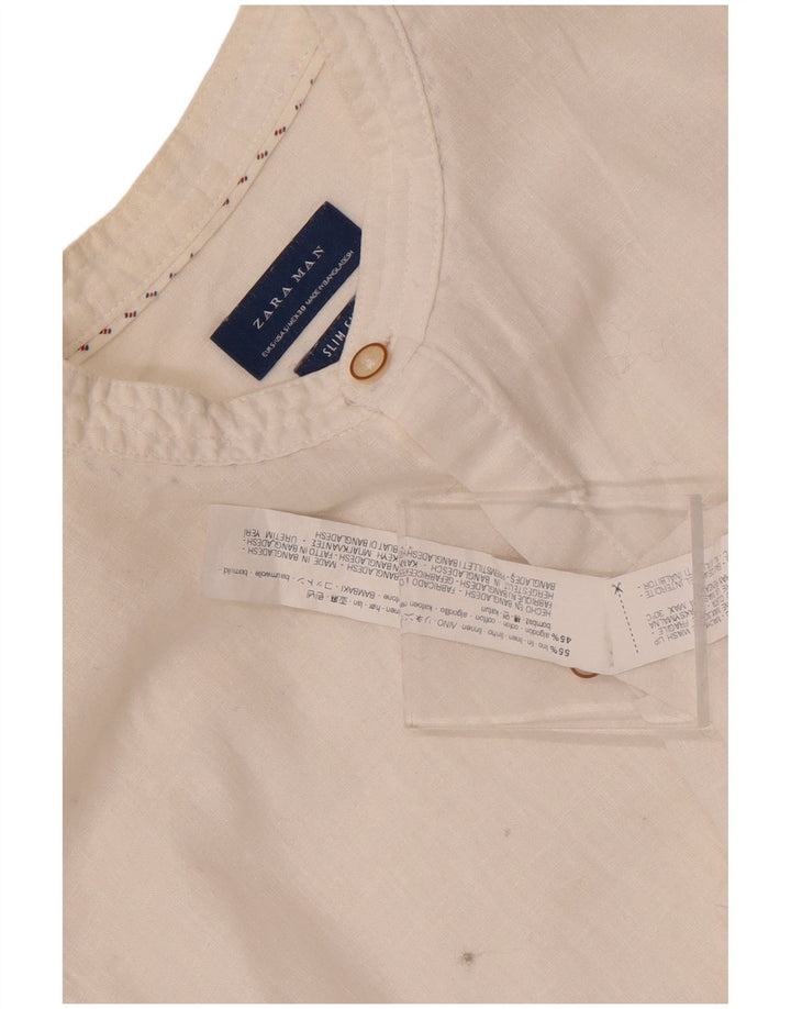 Zara Chemise Slim Fit Petit Lin Blanc