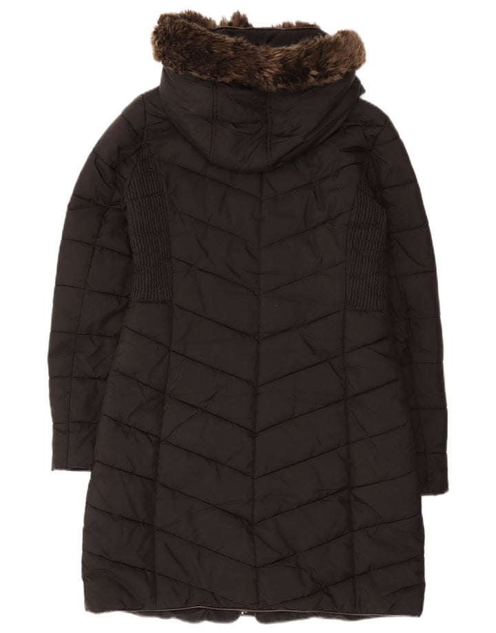 JOULES Manteau rembourré à capuche pour femme UK 10 Small Noir Polyester