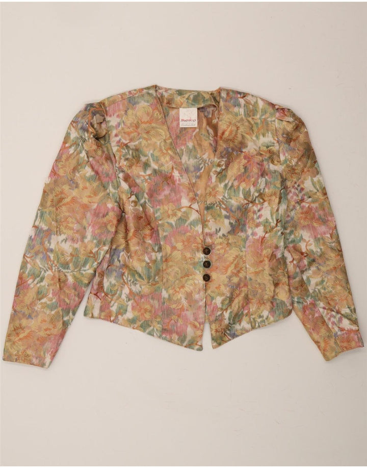 MEICO Womens 3 Button Blazer Jacket IT 38 XS Multicoloured Floral Vintage Meico and Second-Hand Meico from Messina Hembry 