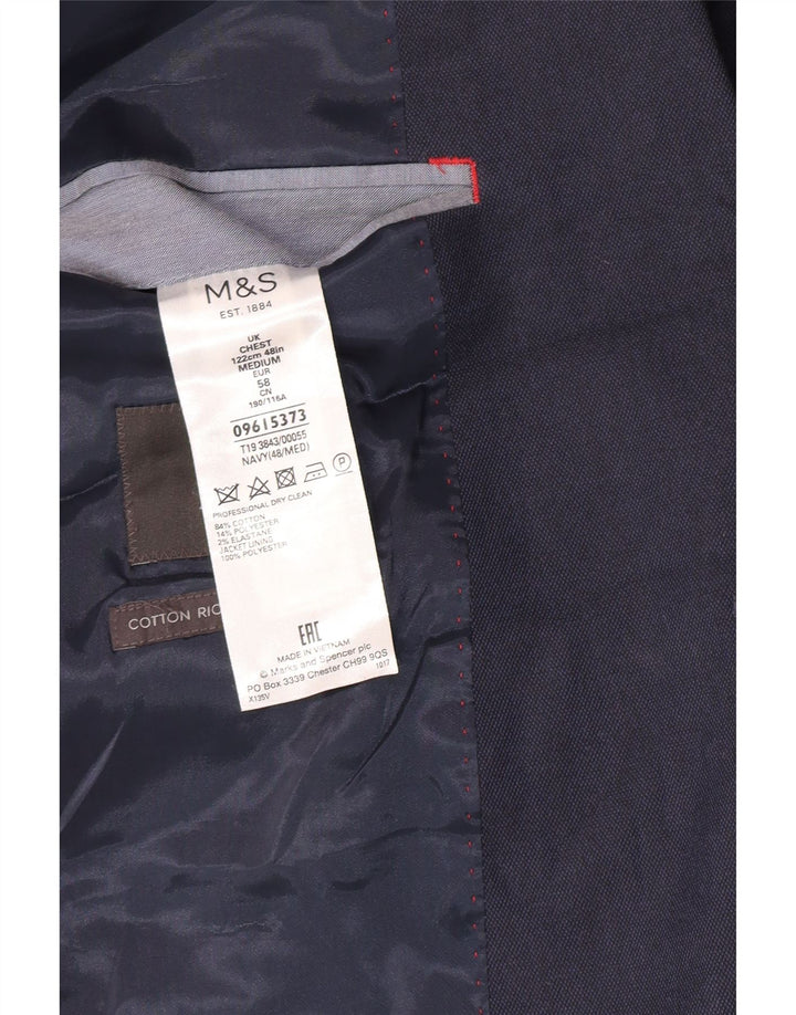 Marks & Spencer Veste blazer à 2 boutons pour homme UK 48 4XL Bleu marine Coton
