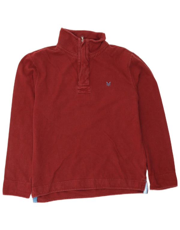 Crew Clothing Mens Zip Neck Sweatshirt Jumper Small Burgundy Cotton