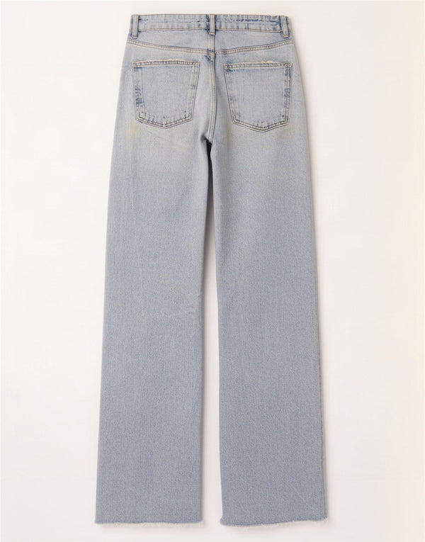 Zara Jean droit vieilli pour femme EU 40 Medium W30 L34 Bleu Coton
