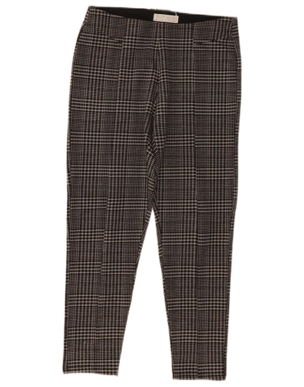 Pantalon décontracté slim fille Zara 13-14 ans W26 L23 Gris à carreaux Polyester