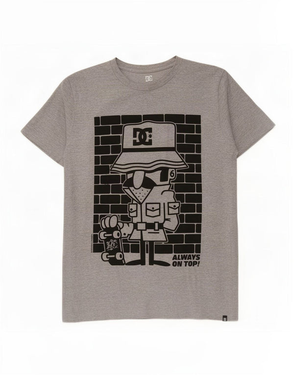 DC Mens Graphic T-Shirt Top Small Grey Cotton