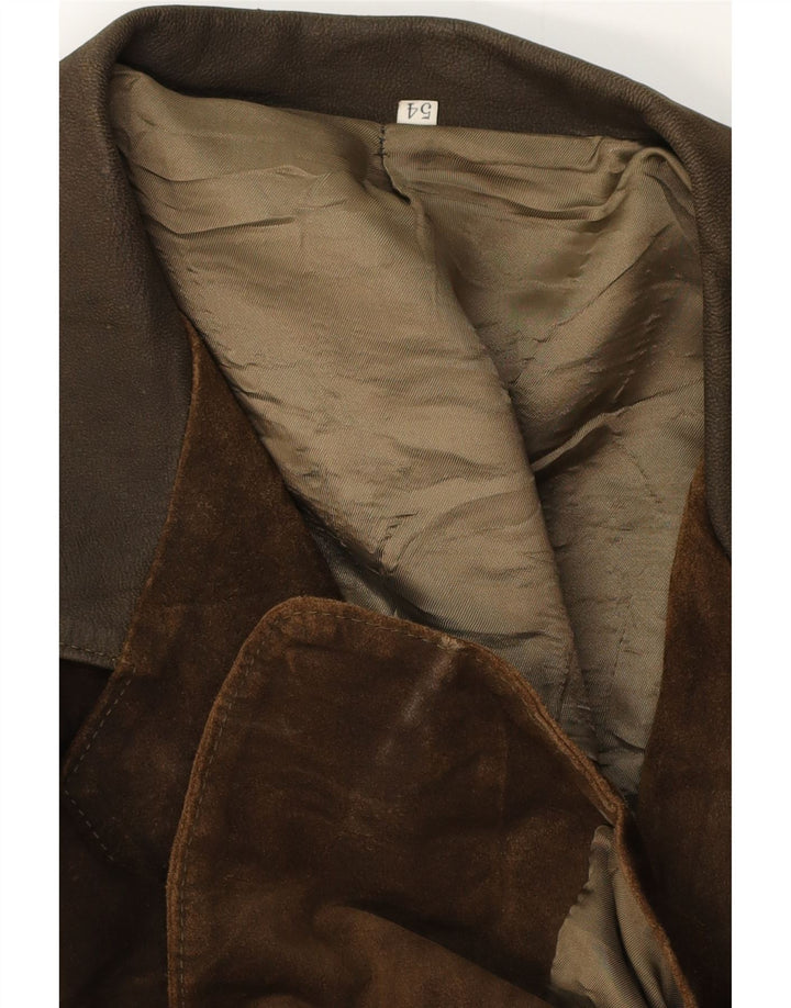 vintage Homme 2 Boutons Blazer En Daim Veste IT 54 2XL Marron