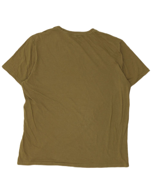 Benetton T-Shirt Top XL Kaki Coton Homme