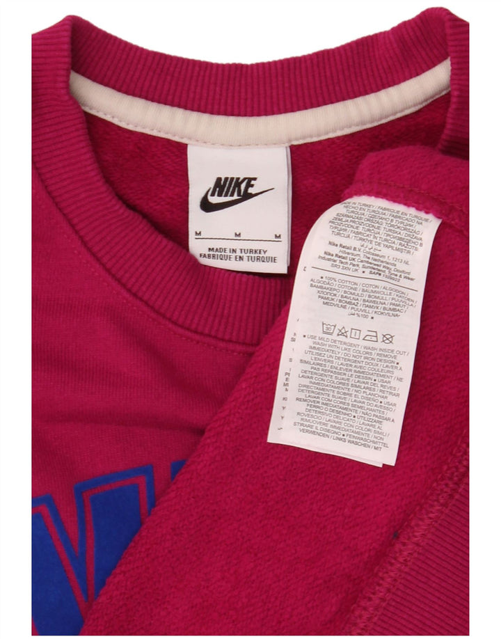 Nike Sweat-shirt surdimensionné graphique pour femme UK 14 en coton rose moyen