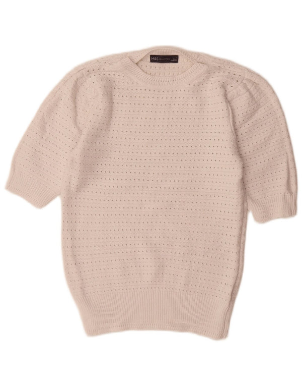 Marks & Spencer Pull à col rond pour femme UK 10 Petit Blanc