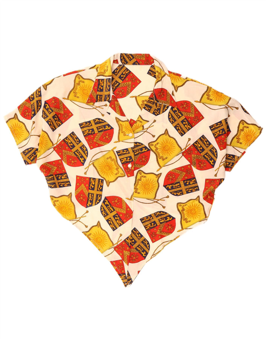 vintage Womens Crop Abstract Pattern Shirt Blouse UK 14 Grand Blanc Cassé