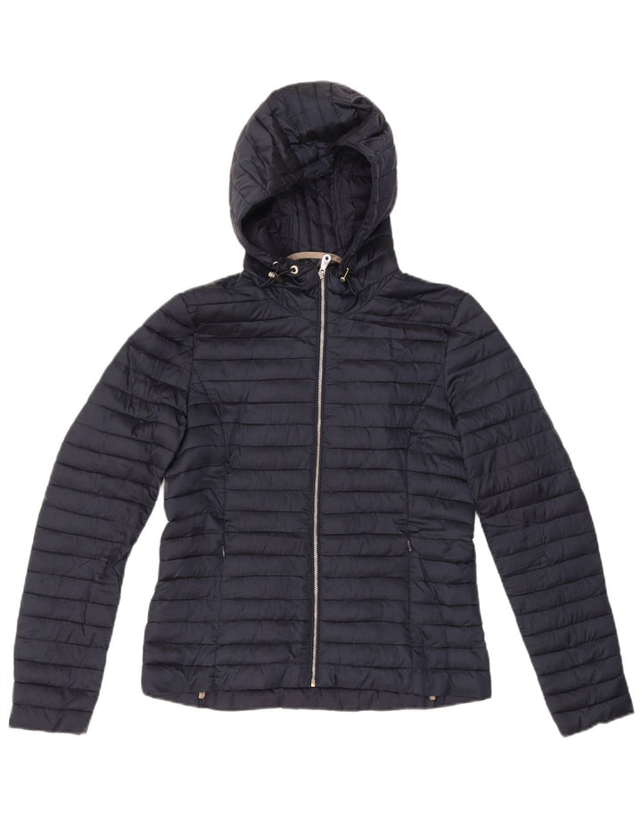 MASSIMO DUTTI Veste matelassée à capuche pour femme UK 10 Small Bleu marine