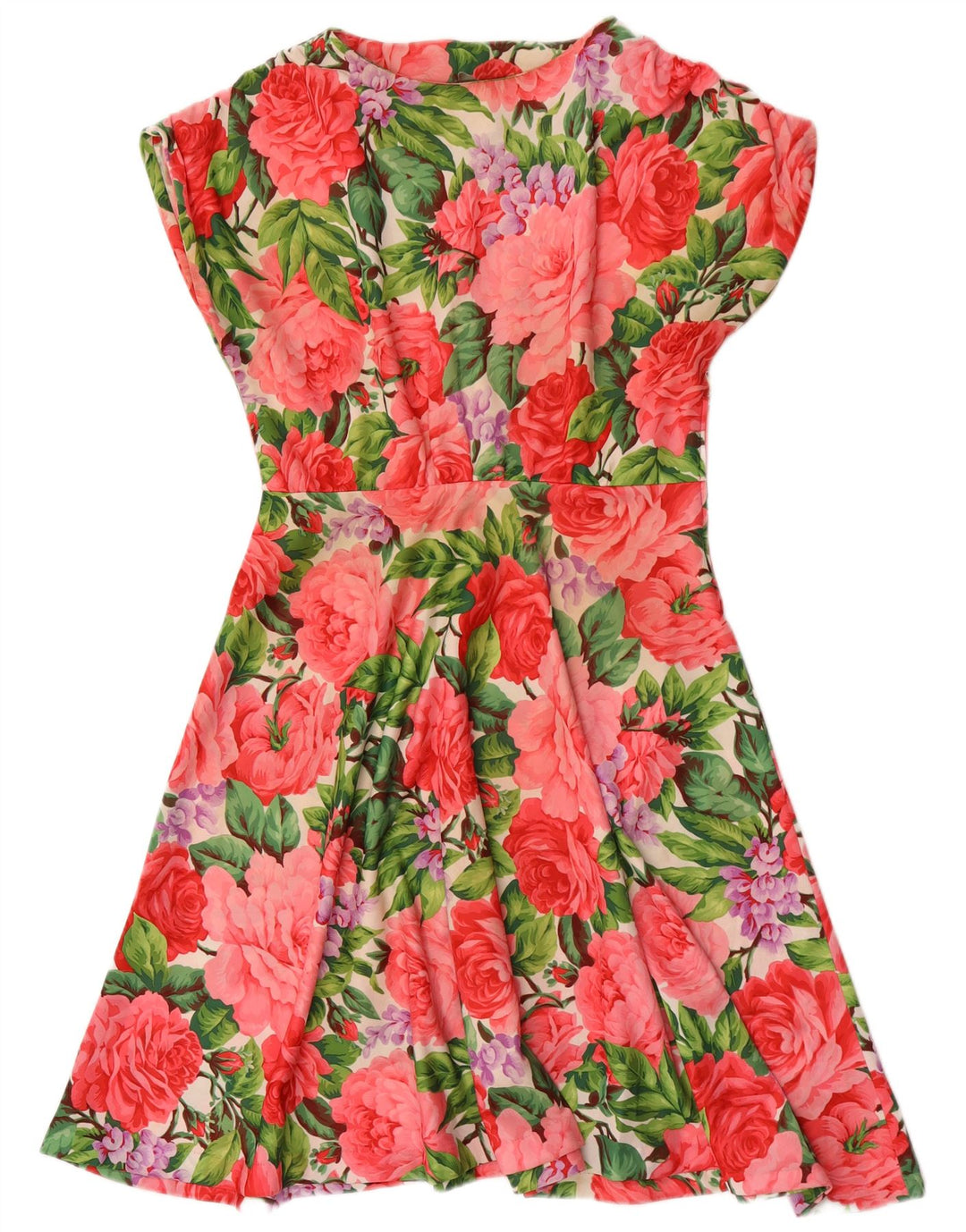 vintage Femme Robe A-Line UK 12 Moyen Multicolore Floral