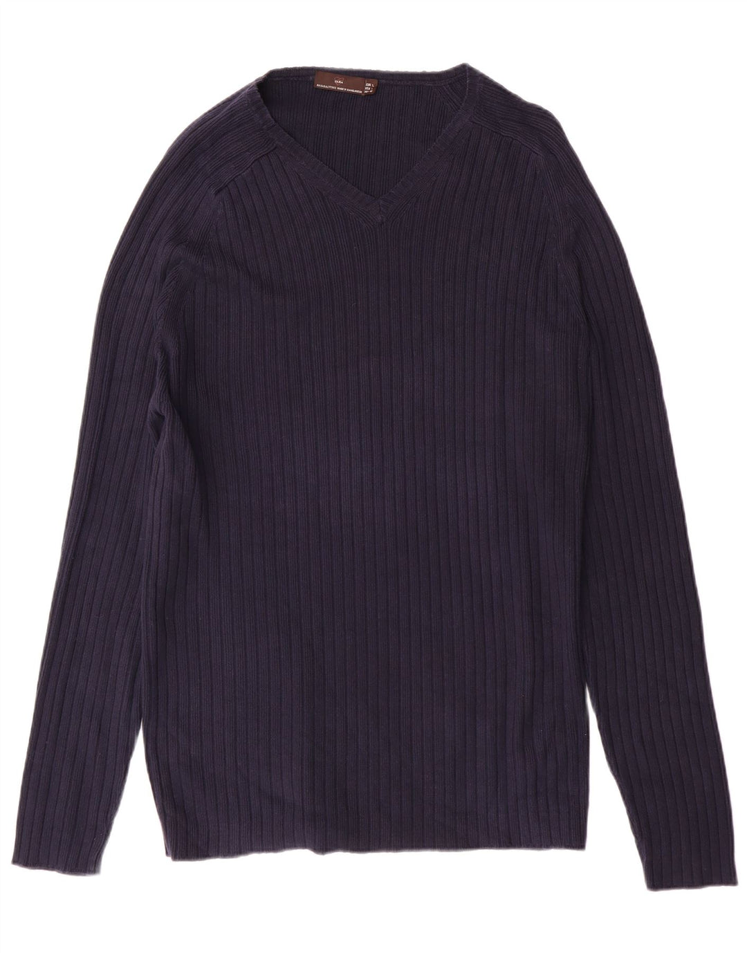 Zara Pull col V pour homme en coton bleu marine Taille L