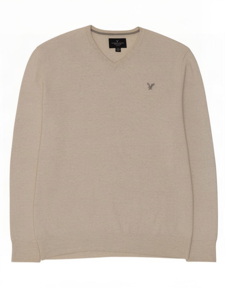 American Eagle Outfitters Pull col V pour homme Beige moyen moucheté
