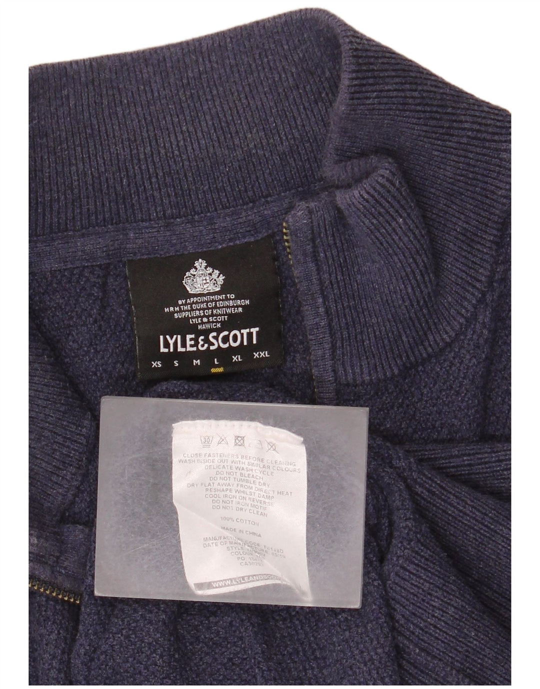 Lyle & Scott Pull à col zippé pour homme en coton bleu marine Taille L