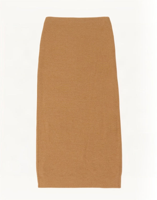 Zara Femme Jupe Midi En Tricot Petit W26 Beige Polyester