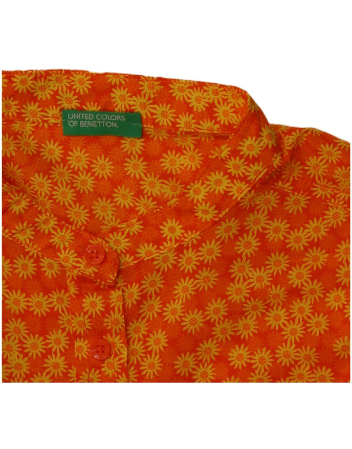 BENETTON Chemisier Femme UK 12 Medium Orange Floral