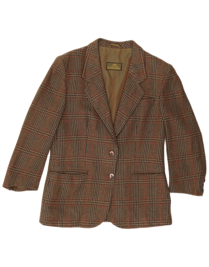 Herno Donna Veste Blazer Femme IT 44 Laine Pied-de-Poule Marron Moyen