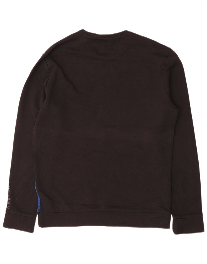 CALVIN KLEIN Sweatshirt Jumper XS Bleu Géométrique Coton Homme