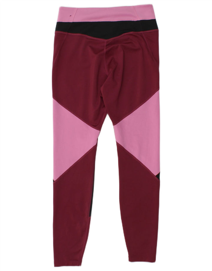 NIKE Legging Dri Fit pour femme UK 14 Polyester color block bordeaux moyen