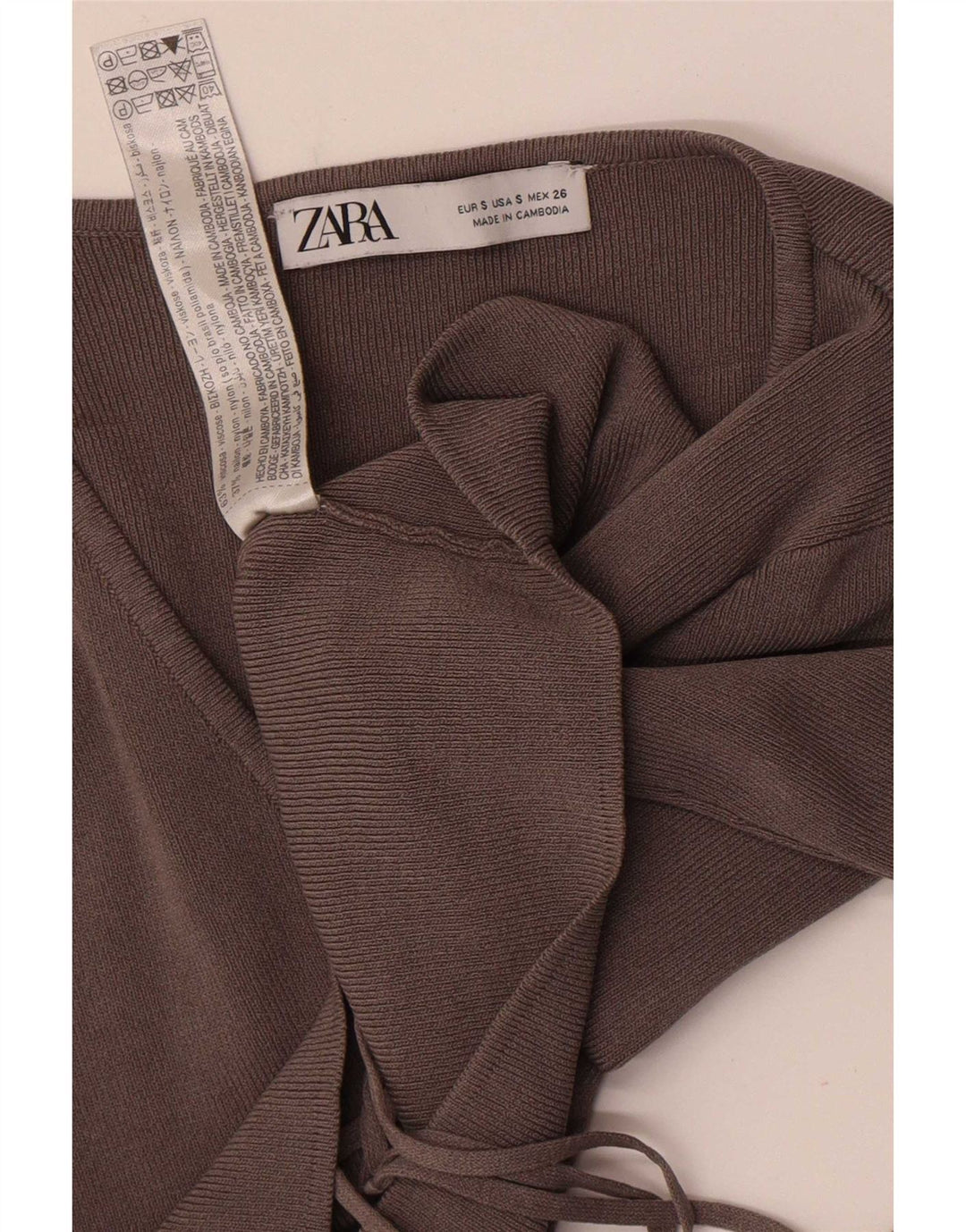 Zara Femme Crop Cardigan Top UK 8 Small Gris Viscose