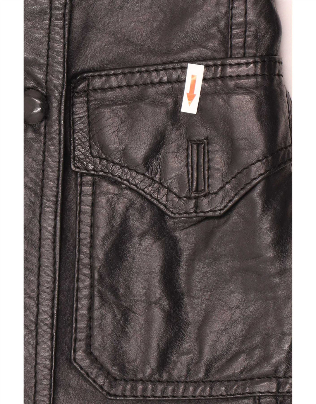 veste en cuir double poitrine vintage femme UK 8 Petit Noir