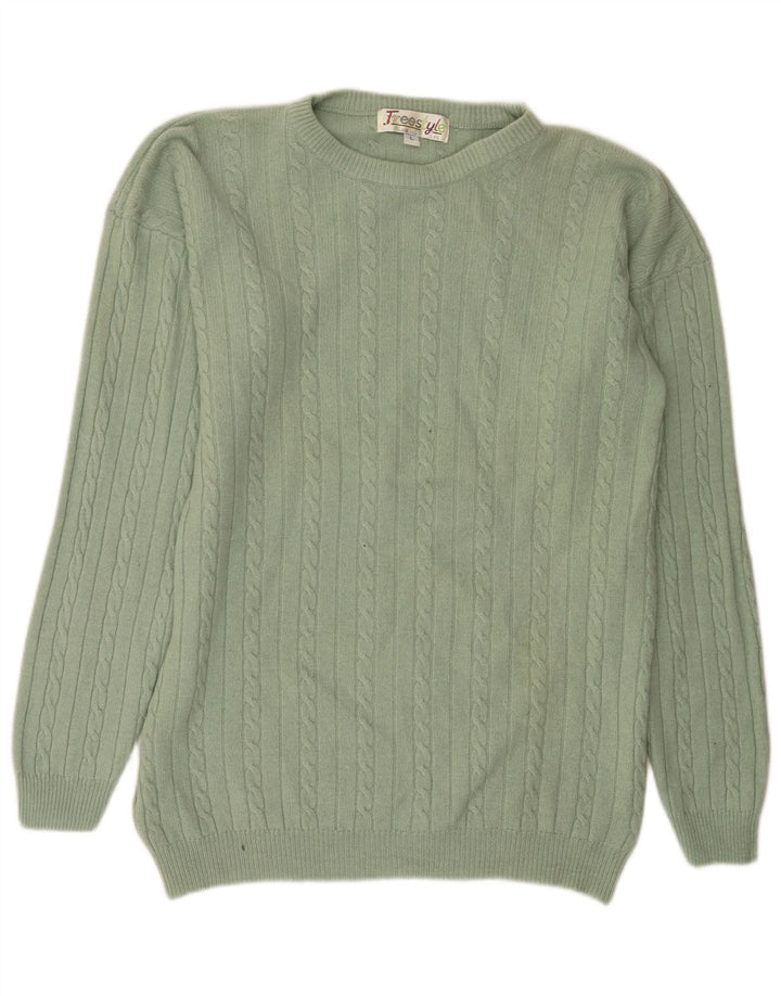 Free Style Pull à col rond pour homme en laine verte