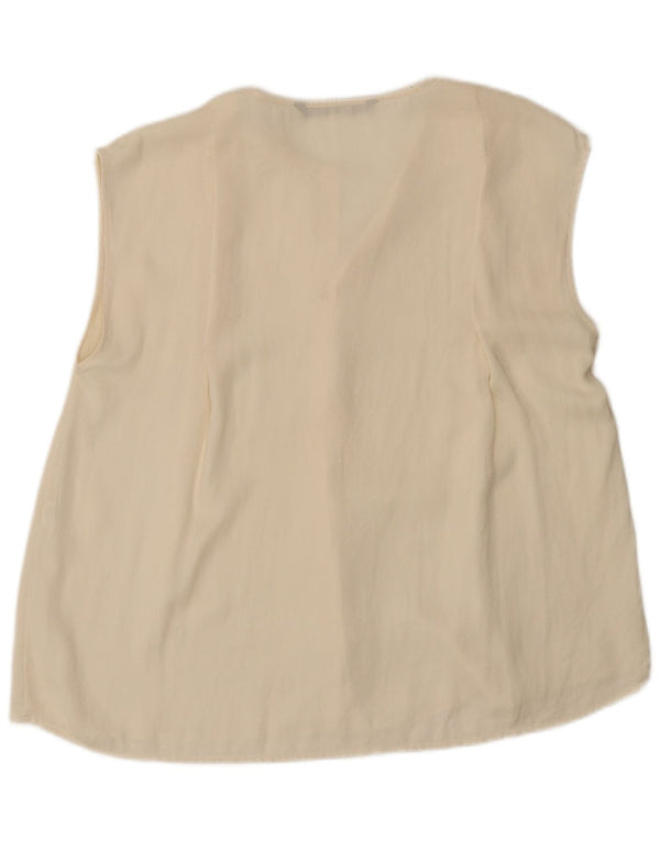 Zara Chemisier sans manches pour femme UK 16 Large Blanc cassé Polyester