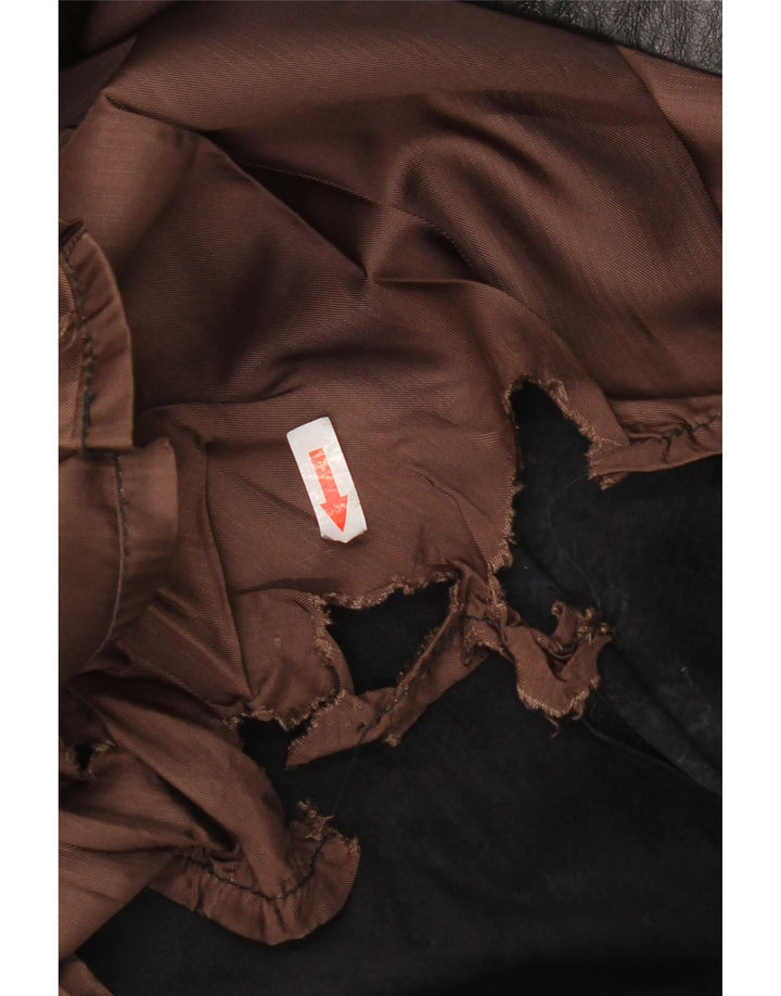 jupe en cuir femme vintage IT 52 2XL W32 Noir