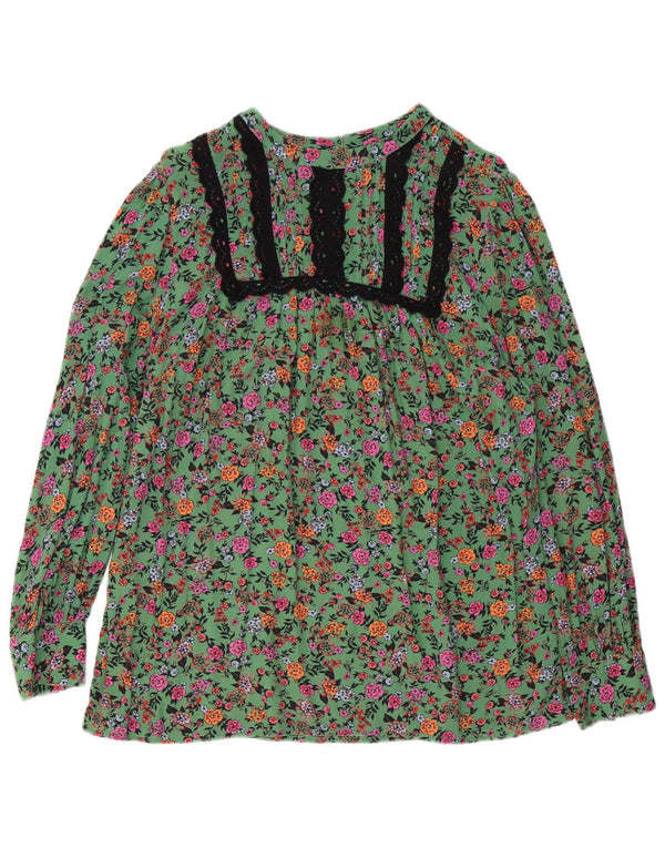 Monsoon Chemisier à manches longues pour femme UK 46 Large Vert Floral Viscose