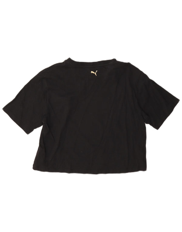 Puma T-shirt court graphique pour femme UK 14 Noir moyen Coton