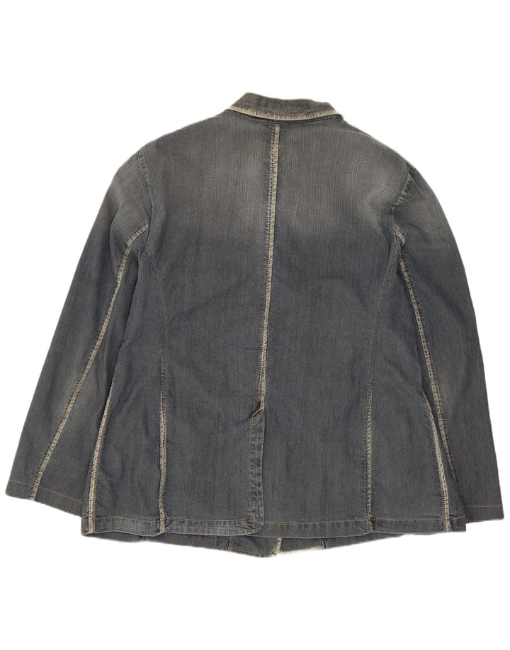 PERTE BY KRIZIA Veste blazer en jean à 3 boutons pour femme UK 14 Large Bleu