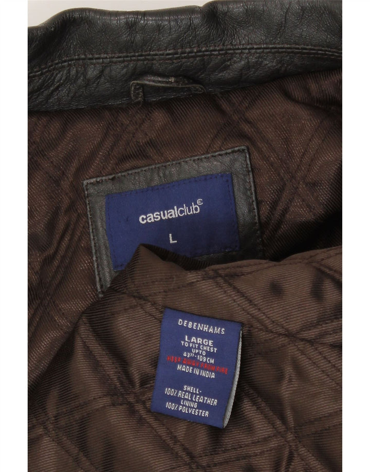 Debenhams Veste en cuir pour homme UK 40 Grand cuir noir