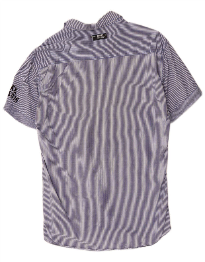 Jack & Jones Chemise à manches courtes pour homme à fines rayures bleues