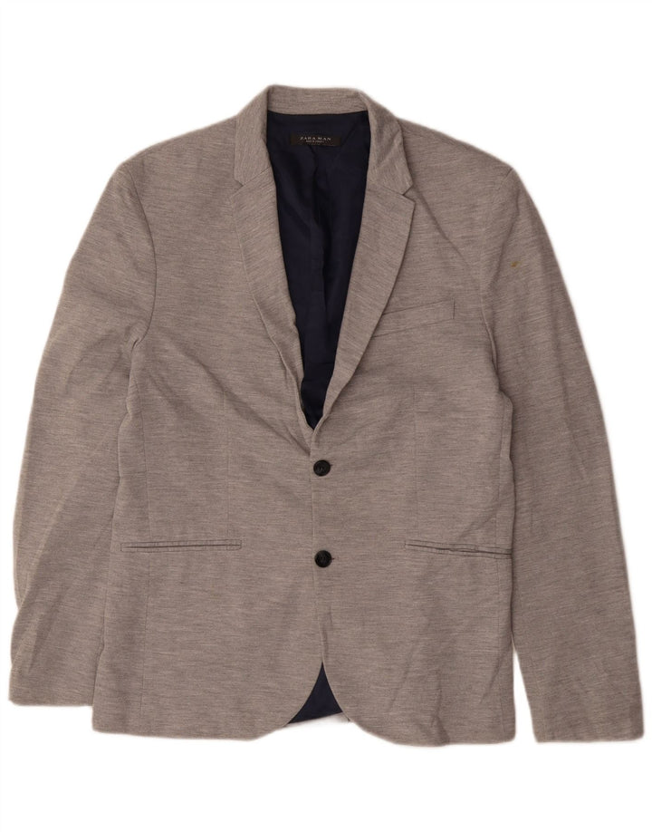 Zara Veste Blazer 2 Boutons Homme UK 42 XL Gris Polyester