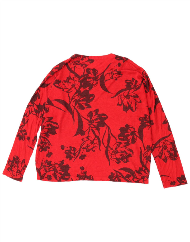 Marks & Spencer Pull à col rond pour femme UK 14 Rouge moyen floral