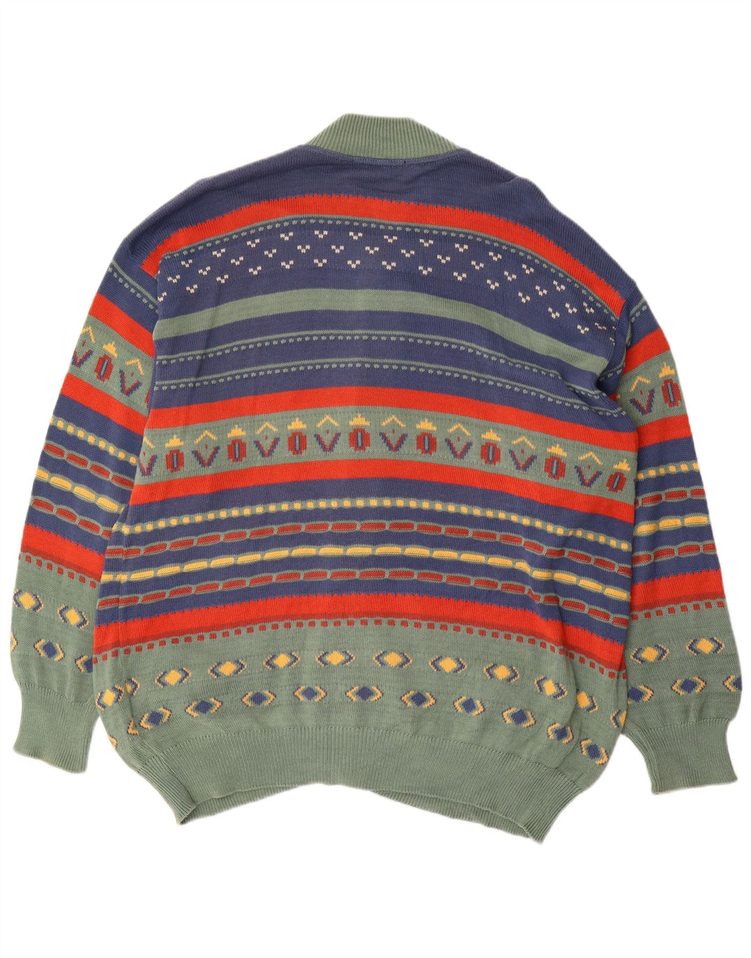 MCDAVIS Pull Cardigan Homme Grand Coton Rayé Vert