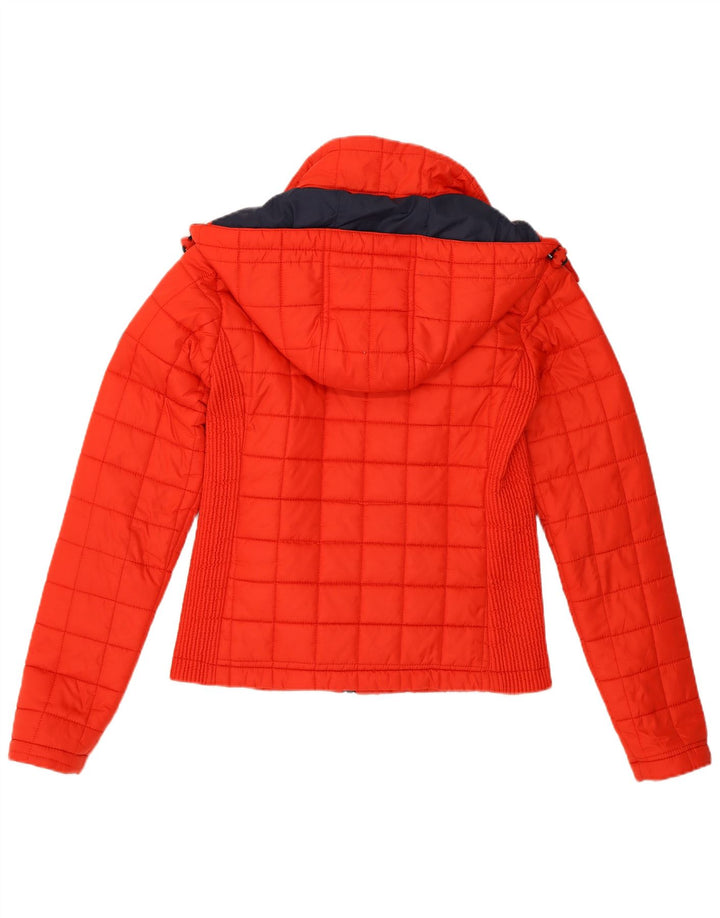 Superdry Veste matelassée à capuche pour femme UK 8 Small Rouge Polyester