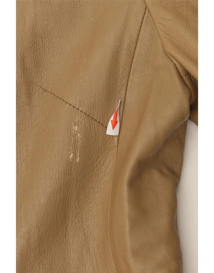 Manteau en cuir femme vintage IT 44 Beige moyen