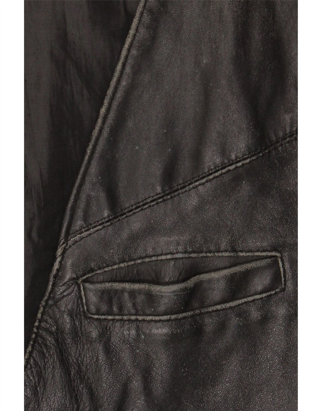 VINTAGE Gilet en cuir homme IT 52 Grand cuir noir