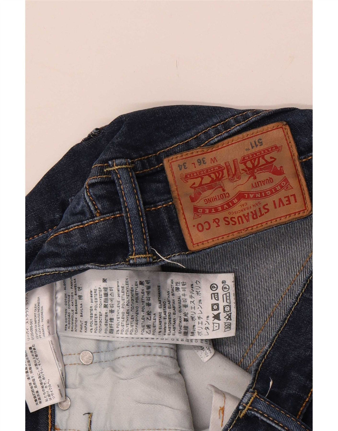 Levi's Jean Slim 511 Homme W36 L34 Bleu Marine Coton